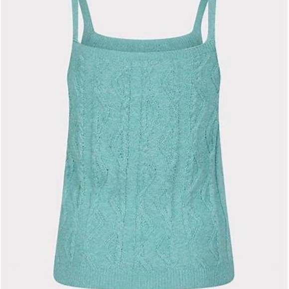 ESQUALO AQUA METALLIC CABLE KNIT TOP LOTS OF SHINE AND STRETCH SIZE S - Picture 1 of 11